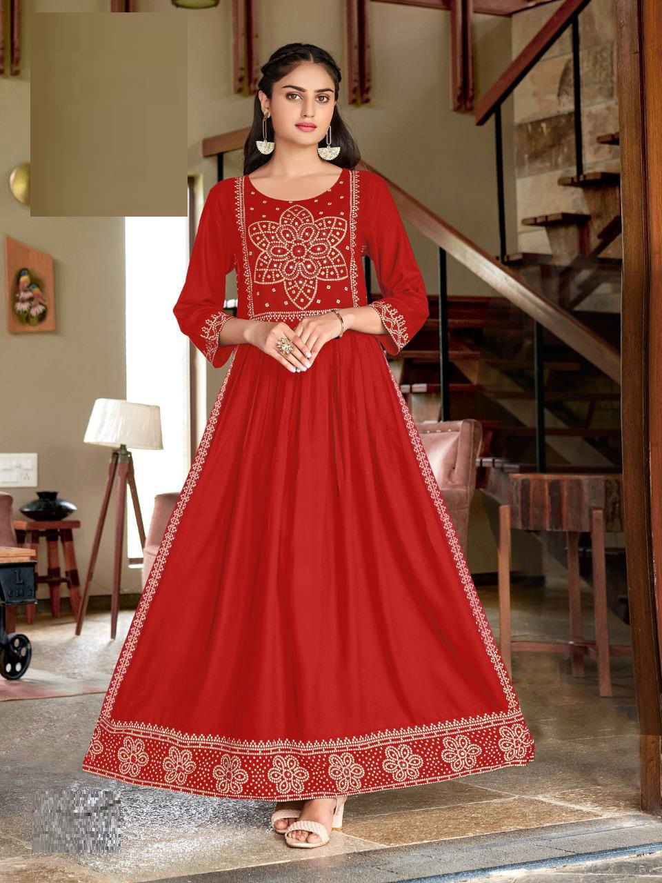 Poonam Star Designer Nayara Cut Fancy Wear Wholesale Anarkali Kurtis
